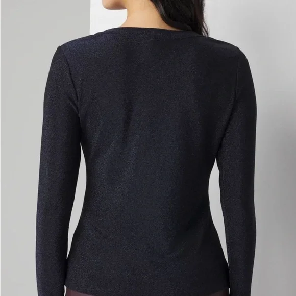 White House Black Market Black Long Sleeve Sparkle Knit Top - Picture 3 of 8